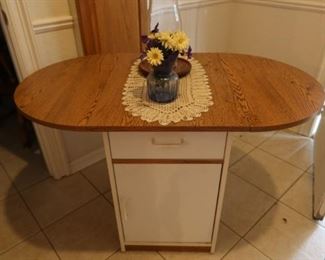 Kitchen Table with Drop Down Leaves and Storage in Bottom