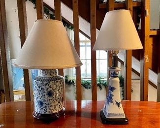 Blue & white ceramic table lamps