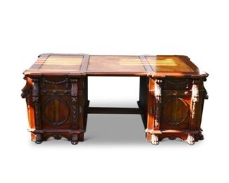 Ornate Mahogany Wood Desk - Purchased in London