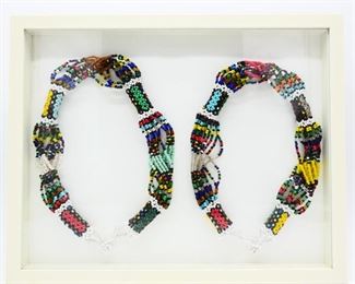 Framed Colorful African Beaded Necklaces