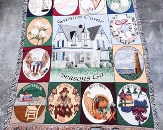 Vintage "Seasons Come Seasons Go" Tapestry/Throw Blanket