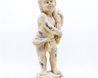 Boy Carrying Sheaf of Wheat Resin Sculpture