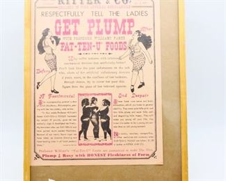 Ritter & Co "Get Plump" 1891 Advertisement
