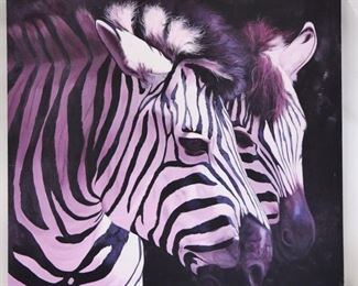 Shades of Purple Zebras Large Canvas Print