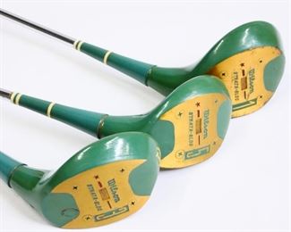 Blue Leather Wilson Golf Bag & Assorted Clubs
