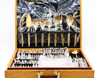 VU Solid Nickel Bronze Thai Bronzeware Flatware Set (Total of 143)