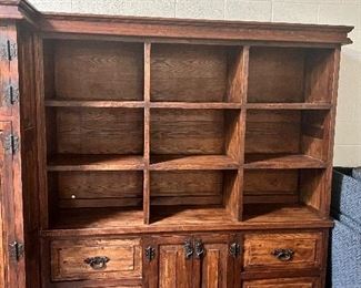 Solid wood bookcase with storage file cabinet and executive desk 