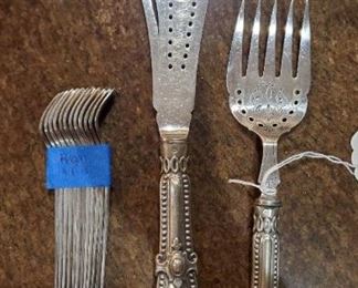 Antique Harrison Brothers & Howson Silver Plate Fish Serving Set Fork & Knife