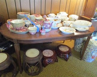 Dining table with china