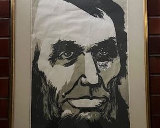 "Abraham Lincoln" Woodblock Print by Marvin Jules (1912-1994)