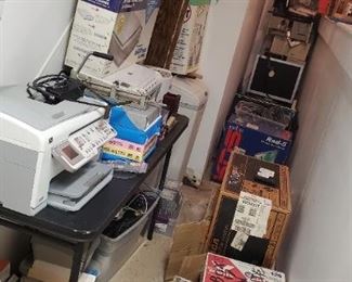 Printers, computors, monitors office supplies