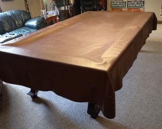 Pool table is covered when not in use