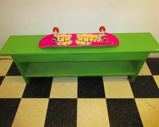 Painted Bench and Bad Ass Skate Board