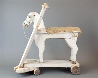Antique Folk Art Horse Ride-On Pull Toy