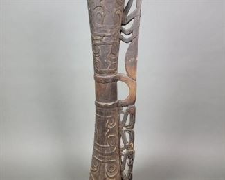 VTG African Ethnographic Folk Art Carved Wood Ceremonial Drum