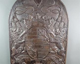 Large Carved Wood 17th C. Scottish Heraldic Family Crest Plaque, Elliot Clan