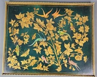Late 18th to Early 19th Century French Chinoiserie Gilt Stenciled and Laquered Panel 