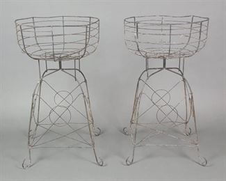 Pair of 19th C. French Iron Jardiniers