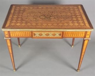 Mid 19th C. French Inlaid One Drawer Desk