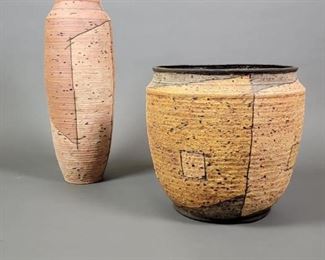 Pair Michael Gubkin Cleveland School Studio Pottery Vessels