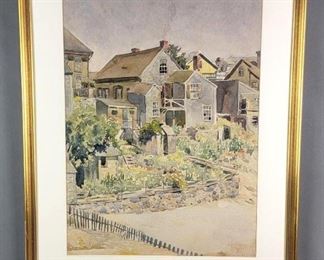 James Kinsella Antique Watercolor Countryside Landscape Painting