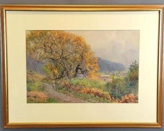 19th Century Antique English Watercolor Landscape Painting, Willie Stephenson