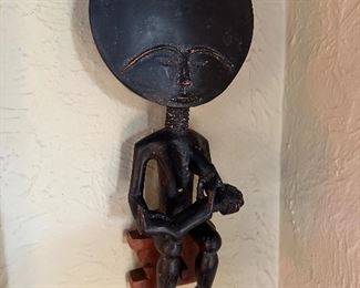 .Antique African ebony Mother and child.