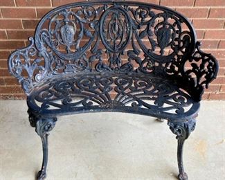 Antique cast iron porch bench