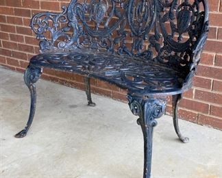 Antique cast iron porch bench