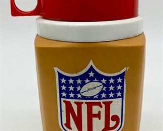 Vintage NFL National Conference/American Conference metal lunchbox with thermos