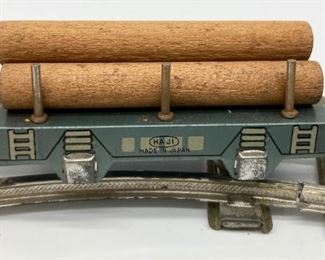Vintage HAJI train - 6 pieces of track and four train cars