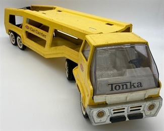 Vintage Tonka car carrier with two cars