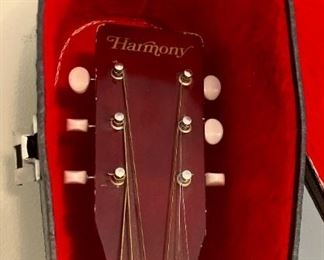 Vintage 1970s Harmony Acoustic guitar and case