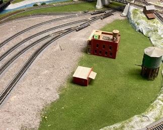 Assorted HO scale model train layout track and accessories