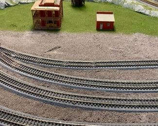 Assorted HO scale model train layout track and accessories
