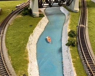 Assorted HO scale model train layout track and accessories