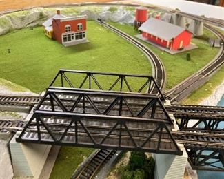 Assorted HO scale model train layout track and accessories