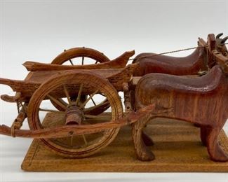 Vintage wooden oxen cart