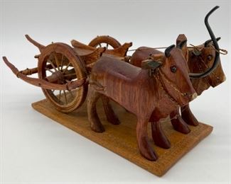 Vintage wooden oxen cart