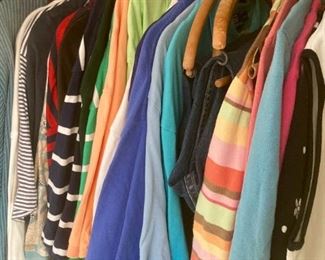 Assortment of men's and women's clothing, various name brands including: The North Face, Polo by Ralph Lauren, Bob Timberlake, Reed, Calvin Klein, Izod, Dickie's, and more