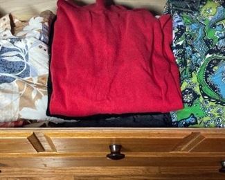 Assortment of men's and women's clothing, various name brands including: The North Face, Polo by Ralph Lauren, Bob Timberlake, Reed, Calvin Klein, Izod, Dickie's, and more