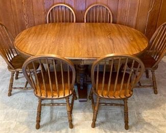Keller oak dining table with six chairs