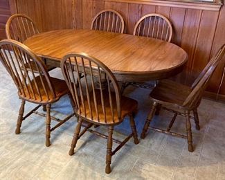 Keller oak dining table with six chairs