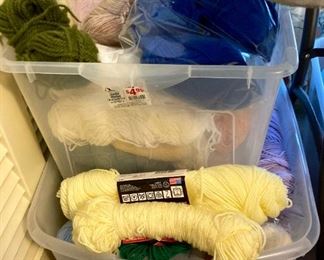 Yarn skeins including yarn by: Red Heart, Lion Brand, Caron, Impeccable by Loops and Threads, Simply Soft by Caron, Bernat, Studio Classic by Nicole, Lily Sugar 'N Cream