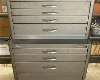 Vintage Kennedy Kits locking two-level roll around toolbox (#s 285 top & 293 bottom)