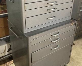 Vintage Kennedy Kits locking two-level roll around toolbox (#s 285 top & 293 bottom)