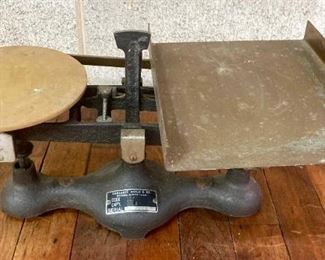 Antique Fairbanks Morse & Company scales and brass weights