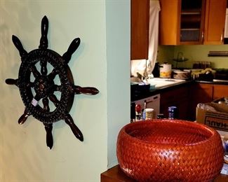 Ships Wheel Decor - Basket