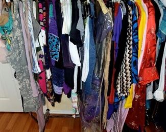 Clothing Primarily 70s On Better Clothing with a few older examples - Lots of great Blouses, Kimonos, Pants, Skirts, Sweaters and Jackets, Accessories - Mix of Sizes S-L; Some Mens, Some Production Pieces