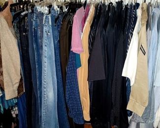 Clothing Primarily 70s On Better Clothing with a few older examples - Lots of great Blouses, Kimonos, Pants, Skirts, Sweaters and Jackets, Accessories - Mix of Sizes S-L; Some Mens, Some Production Pieces